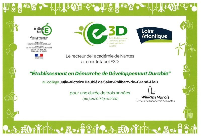 Cérémonie de labellisation collège E3D