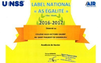 L’Association Sportive du collège Julie-Victoire DAUBIE est labellisée !