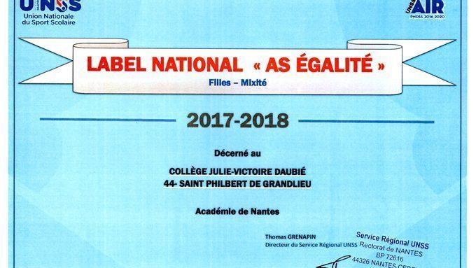 Deuxième Label Pour Lassociation Sportive Du Collège Collège Julie