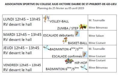 Nouveau planning AS