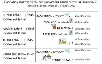 Les activités de la rentrée 2019-2020